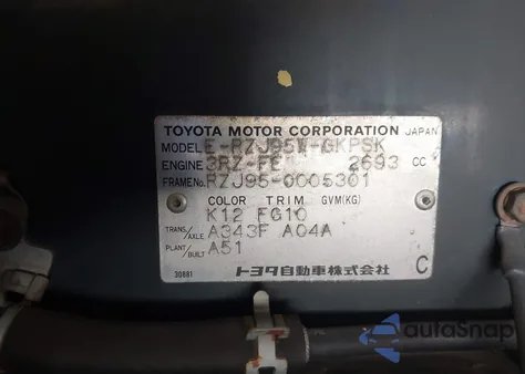 1997 Toyota Land Cruiser from USA, damaged, VIN RJZ950005301